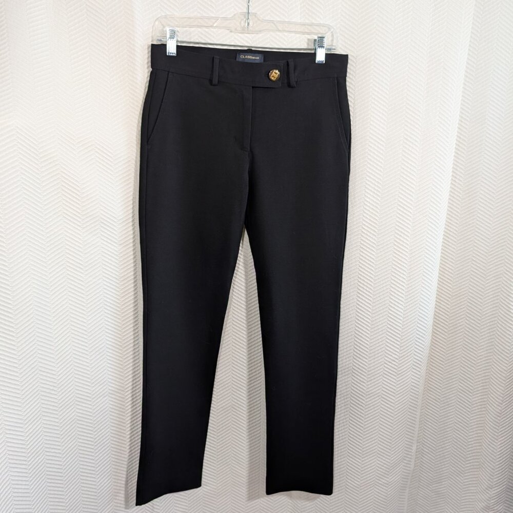 CLASS Roberto Cavalli Black Stretch Pants Straight Leg Size 10 Quiet Luxury